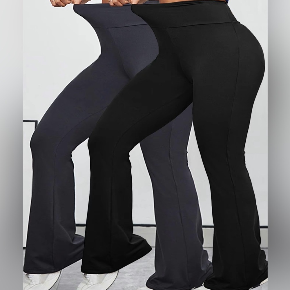 2 pair Gray High Waist Flare Leggings Size 4x